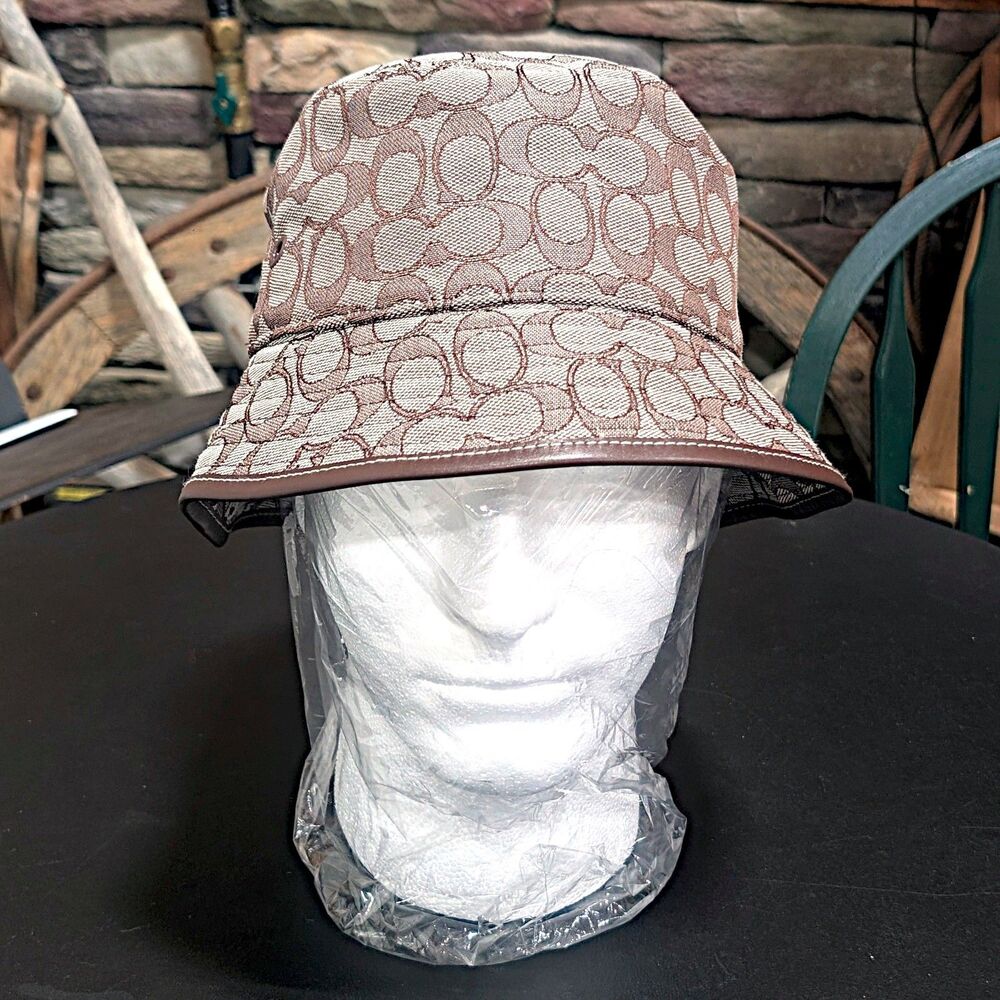 Coach Signature Logo Bucket Hat Brown/Beige One Size Women MPN C5815